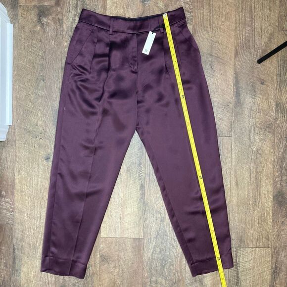 Banana Republic NWT Isa Pleated Italian Satin Tapered Pants in Purple Prune sz 4 - Picture 9 of 10